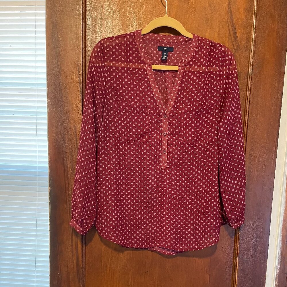 Gap Burgundy Sheer Top Size Small